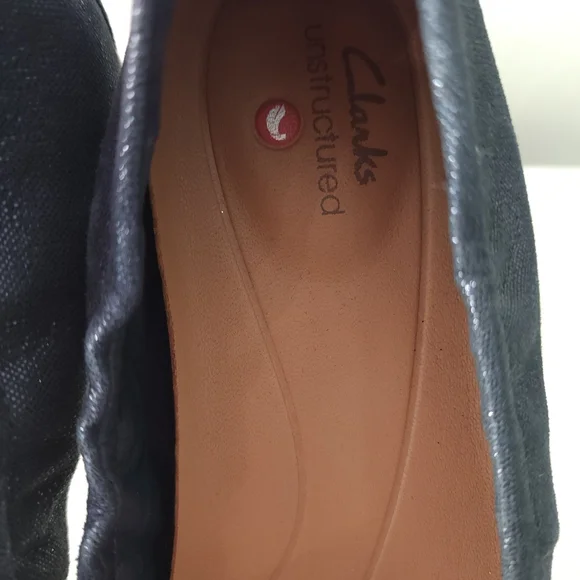 Clarks Women's Navy Shimmer Slip-On Ballet Flats - Picture 3 of 7
